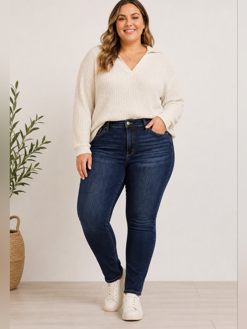Kancan 2XL Dark Wash High Rise Stretch Skinny Jeans Plus Size